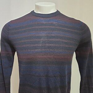 Patrick Assaraf Sweater Mens Size Small 100% Extra Fine Merino Wool Striped